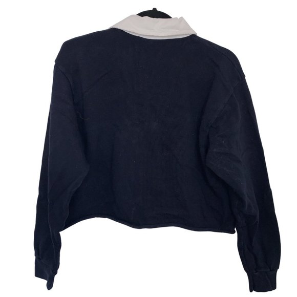 Brandy Melville Navy Blue crop Collared Crop Top - Picture 4 of 4
